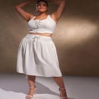 Lace Up Waist Midi Skirt image number null