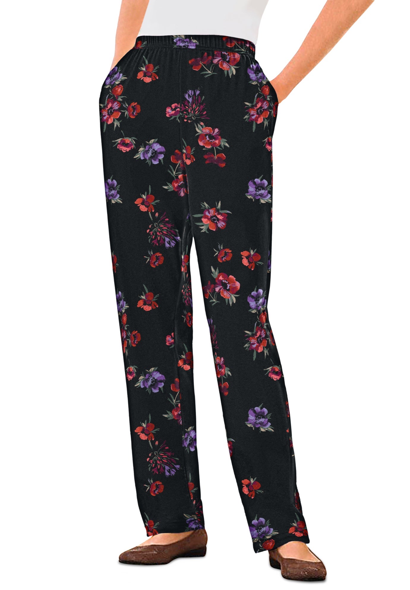 7-Day Knit Straight-Leg Pull-On Pants image number 0