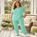 7-Day Straight-Leg Elastic-Waist Stretchy Knit Pant image number null