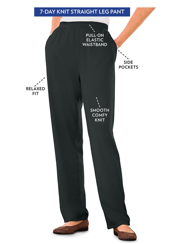 7-Day Knit Straight-Leg Pull-On Pants image number 0