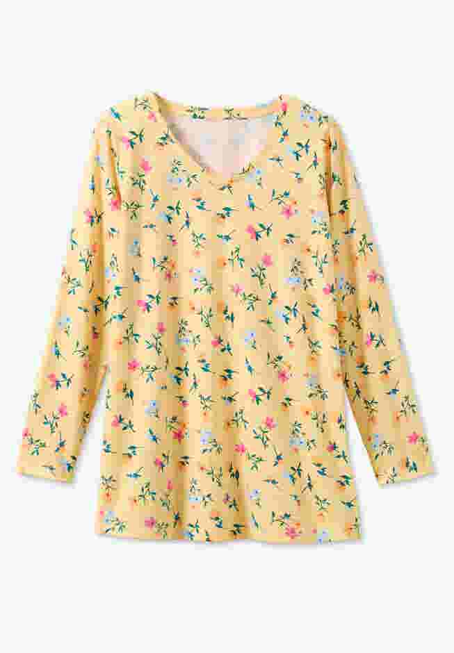 Perfect Printed Long-Sleeve V-Neck Tee image number 3