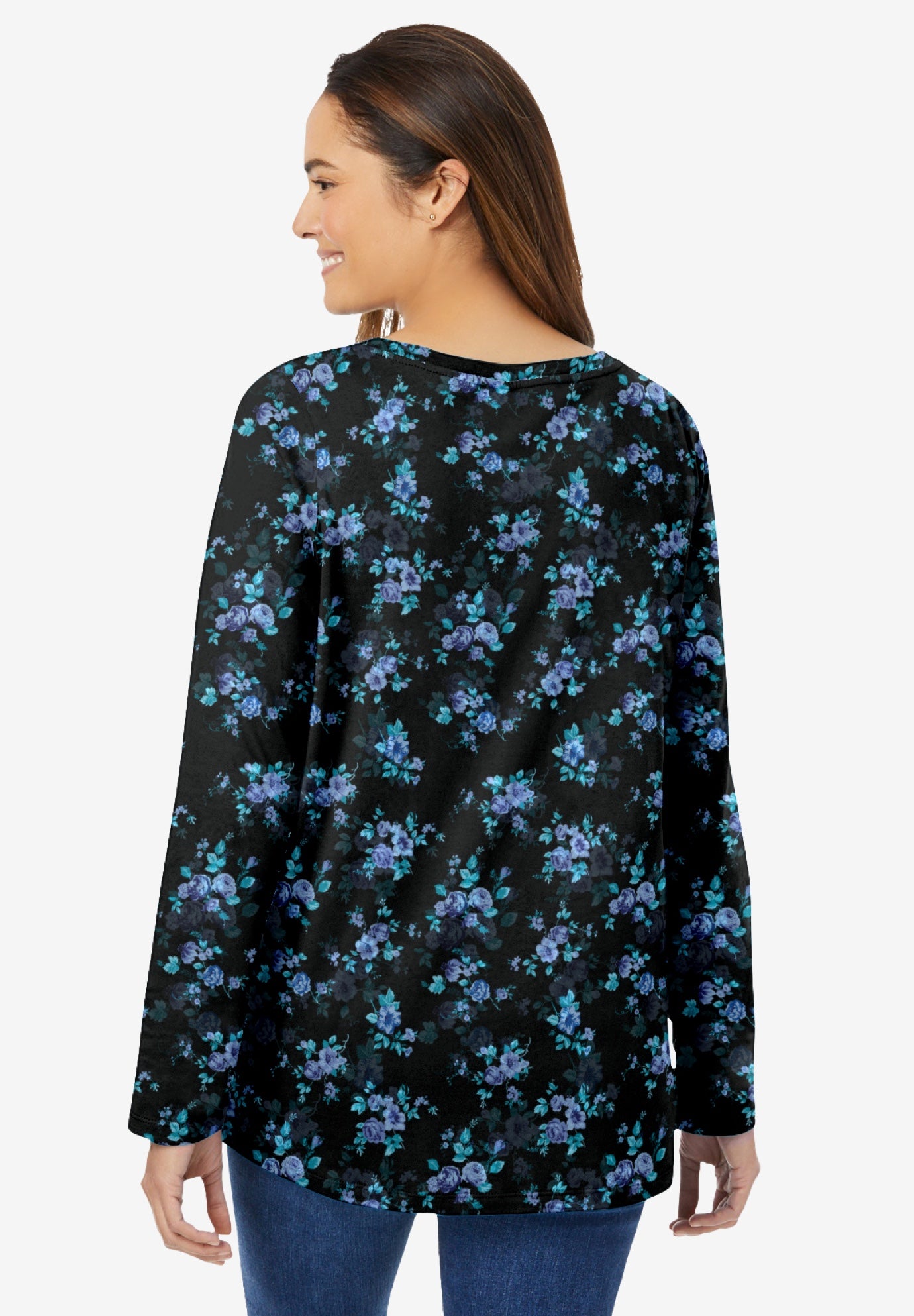 Perfect Printed Long-Sleeve V-Neck Tee image number 1