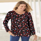 Perfect Printed Long-Sleeve V-Neck Tee image number null