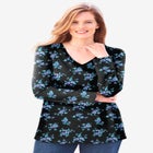 Perfect Printed Long-Sleeve V-Neck Tee image number null