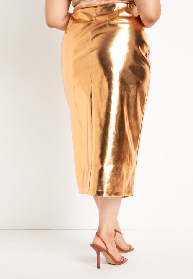 Metallic Column Midi Skirt image number 2