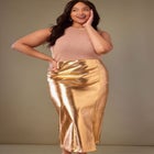 Metallic Column Midi Skirt image number null