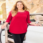 Embellished Stud Neckline Top image number null