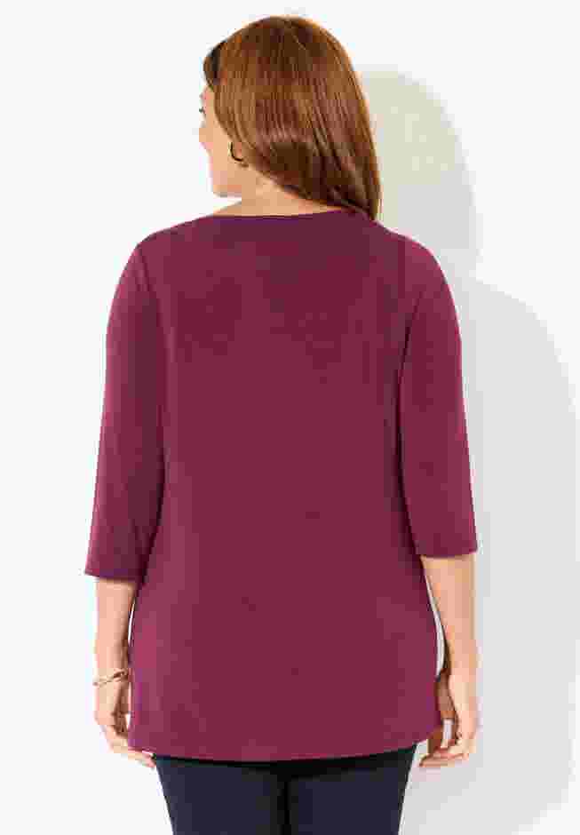 Embellished Stud Neckline Top image number 1