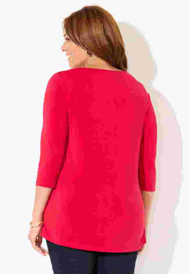 Embellished Stud Neckline Top image number 1