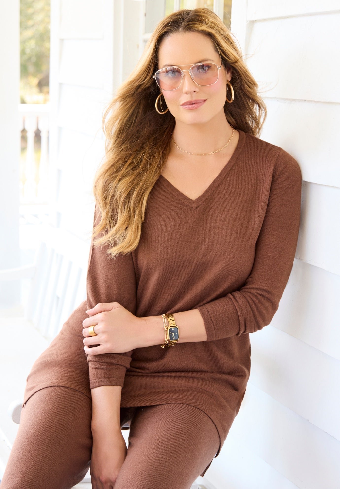 Cashmiracle&trade; V-Neck Sweater image number 0