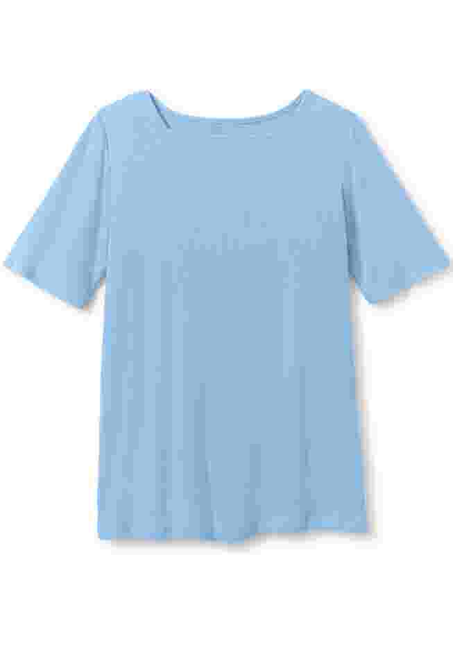 Ribbed Square Neck Elbow-Sleeve Tee image number 3