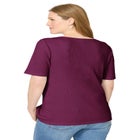 Ribbed Square Neck Elbow-Sleeve Tee image number null