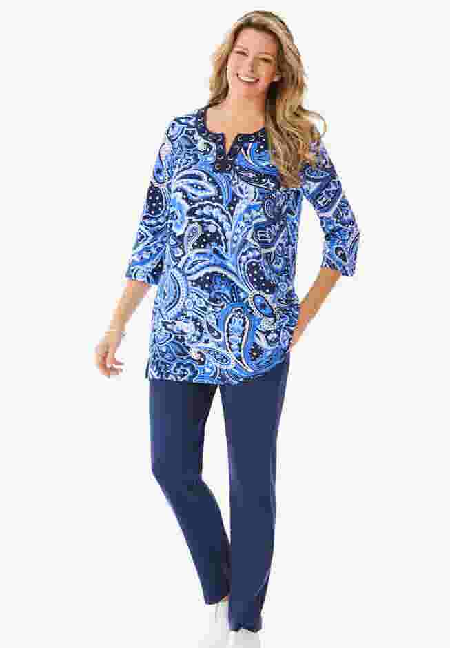 7-Day Three-Quarter Sleeve Grommet Notch Tunic image number 7