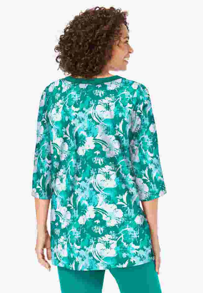 7-Day Three-Quarter Sleeve Grommet Notch Tunic image number 1