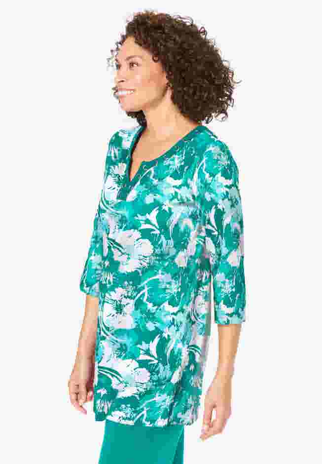 7-Day Three-Quarter Sleeve Grommet Notch Tunic image number 2