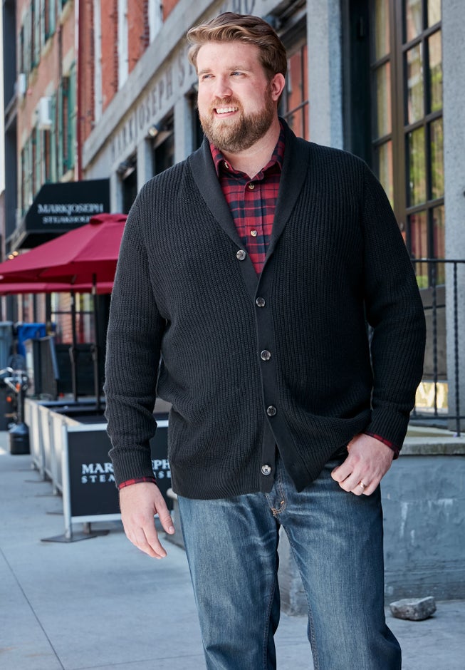 Shaker Knit Shawl-Collar Cardigan Sweater image number 2