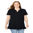 Short Sleeve Ruffle Hem Polo Tunic image number null