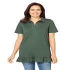 Short Sleeve Ruffle Hem Polo Tunic image number null