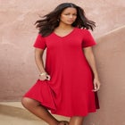 Plus Size Short Sleeve Sleeve Swing Dress image number null