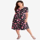 Plus Size Short Sleeve Sleeve Swing Dress image number null