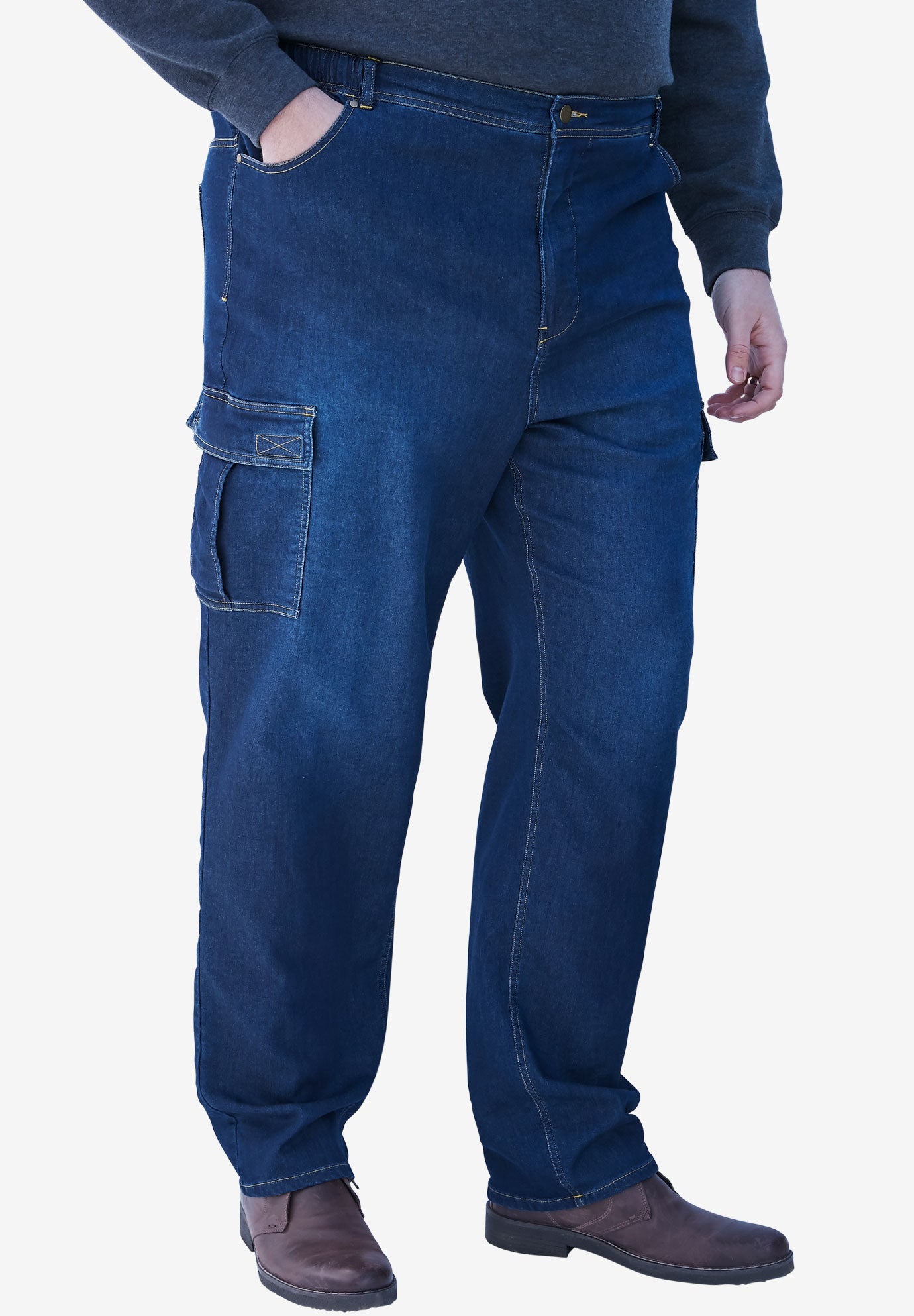 Relaxed Fit Cargo Denim Look Sweatpants image number 0