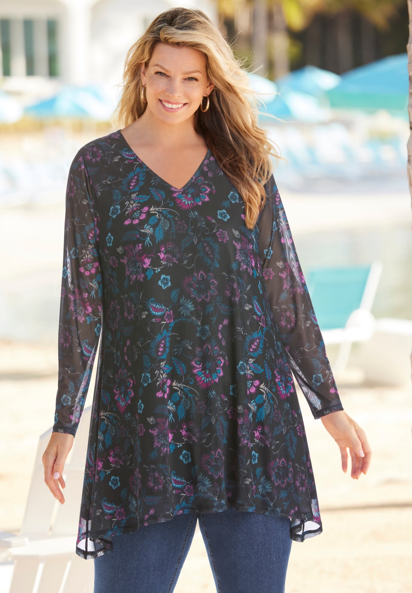 High-Low Miracle Mesh Tunic image number 0