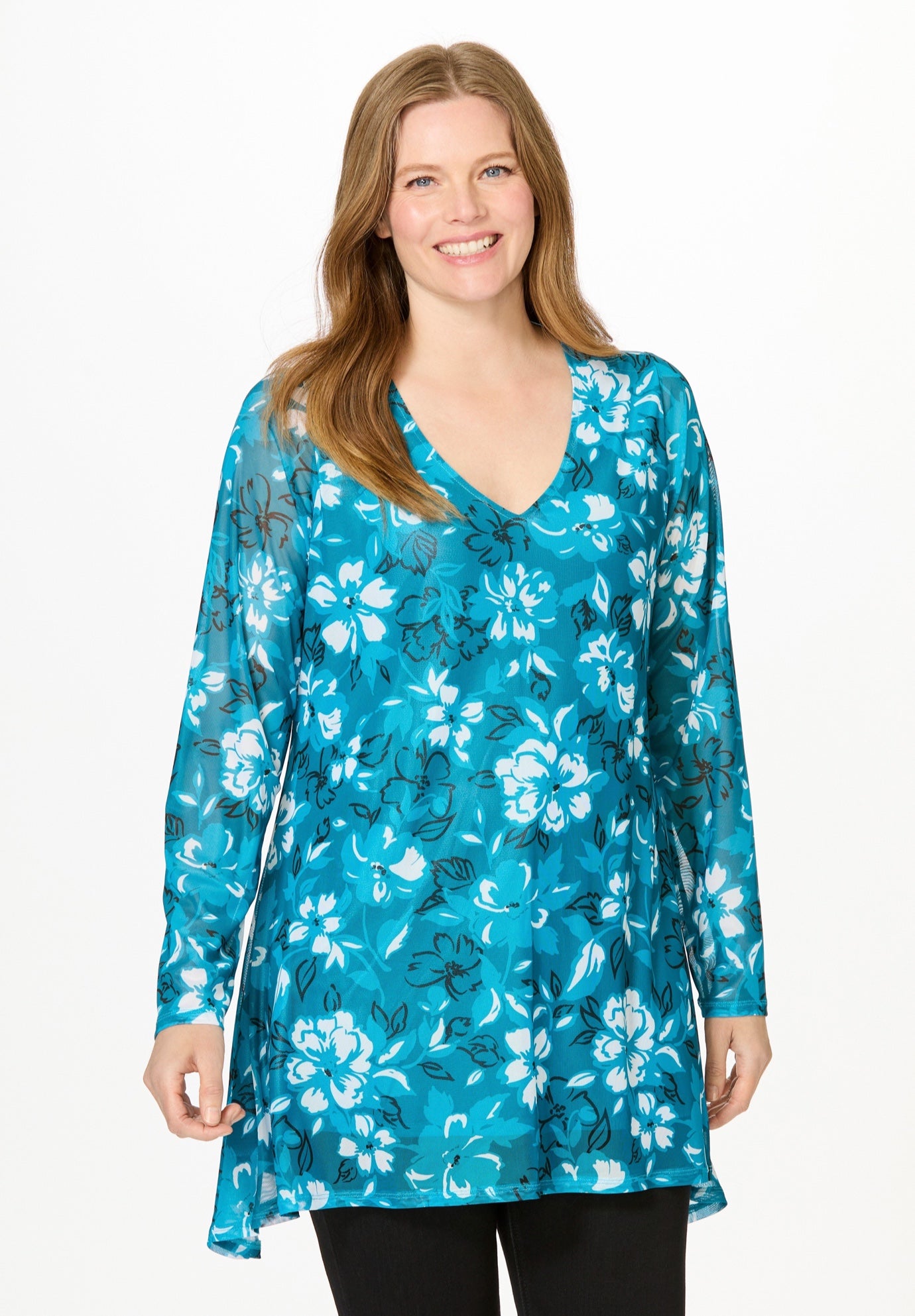 High-Low Miracle Mesh Tunic image number 0