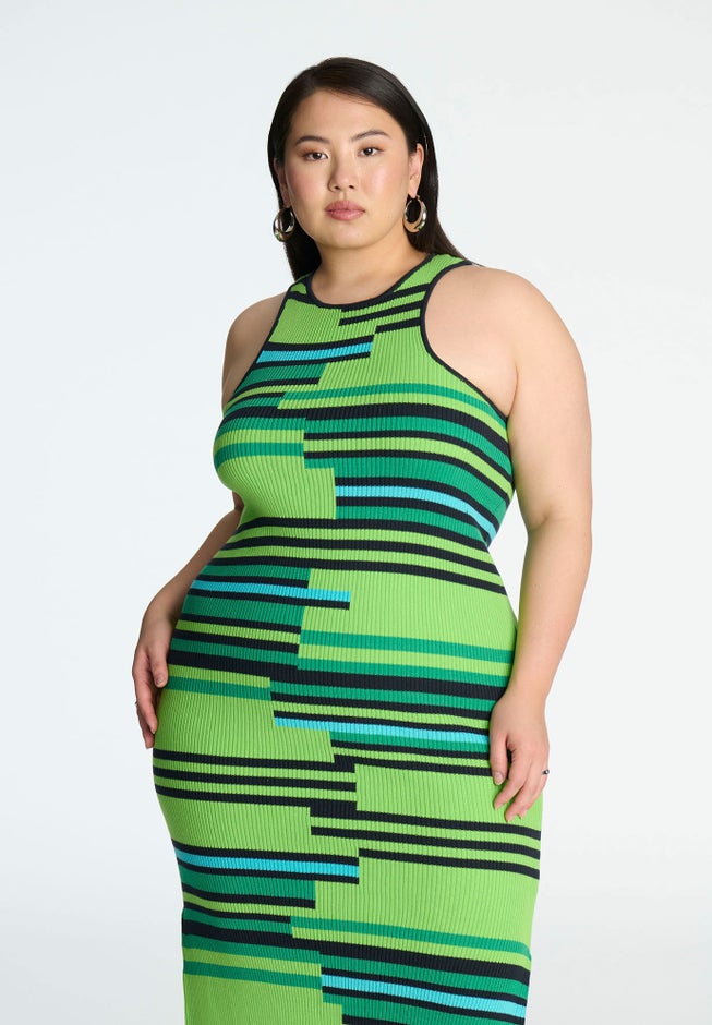 Mixed Stripe Ribbed Dress image number 2