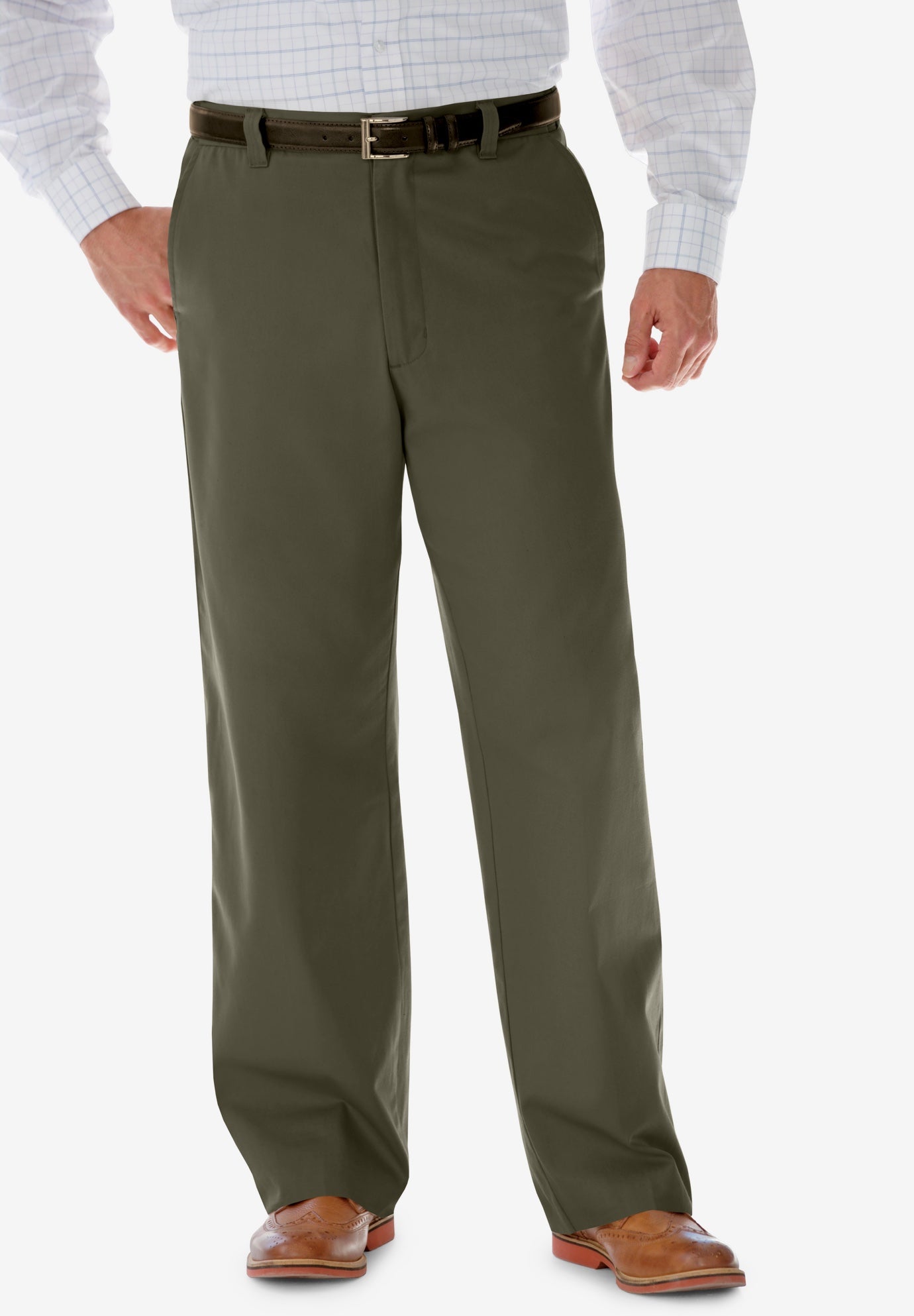 Relaxed Fit Wrinkle-Free Full Elastic Plain Front Pants image number 0