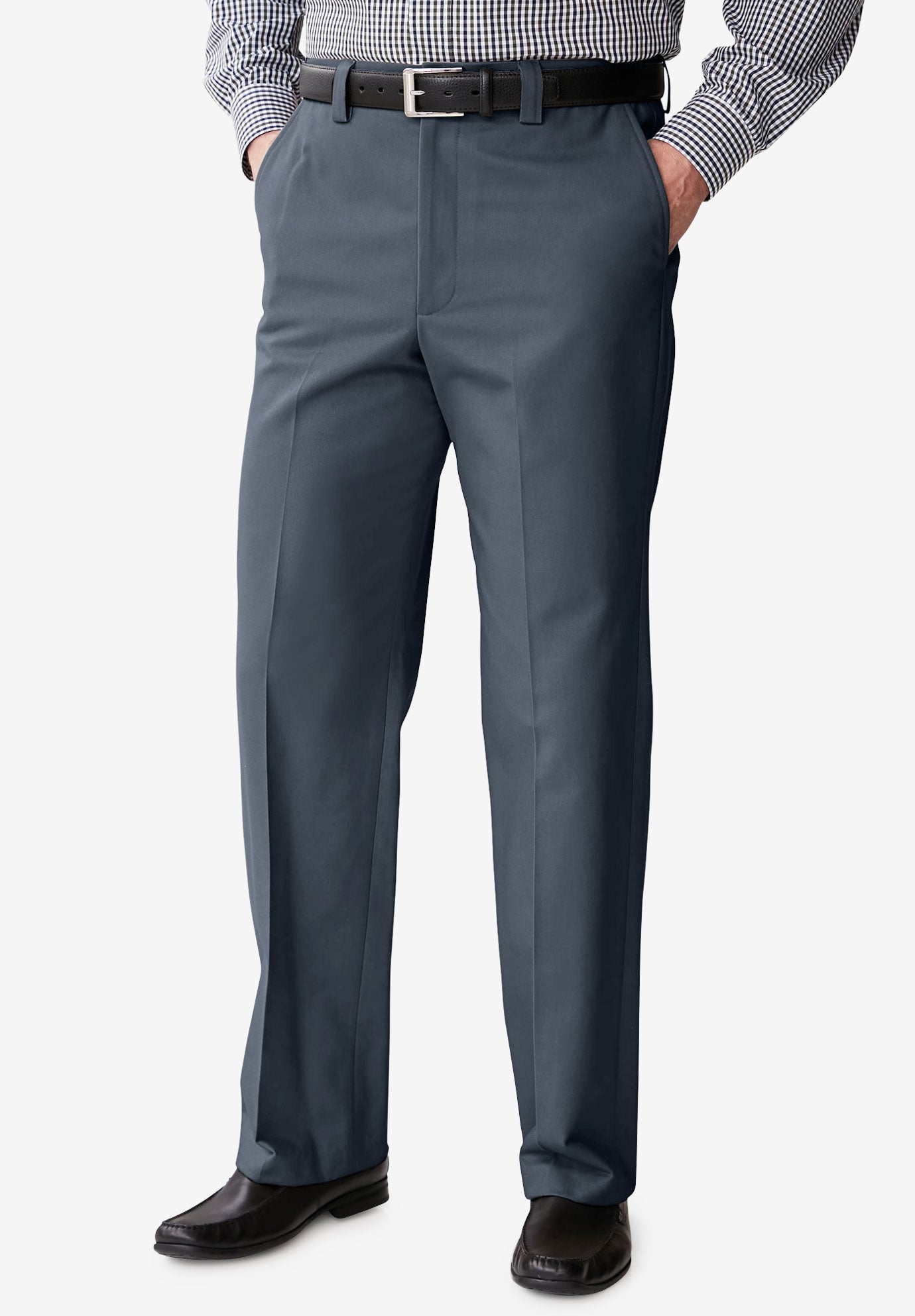 Relaxed Fit Wrinkle-Free Full Elastic Plain Front Pants image number 0
