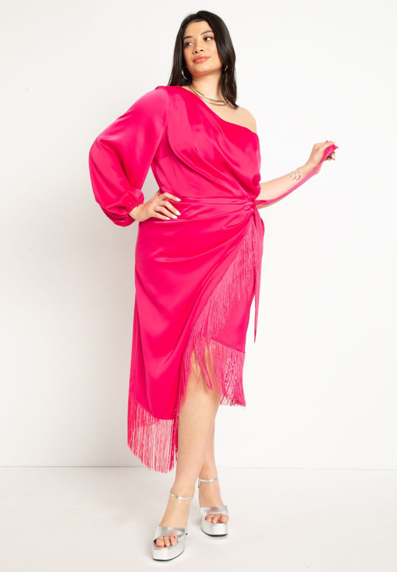 One Shoulder Fringe Dress image number 0