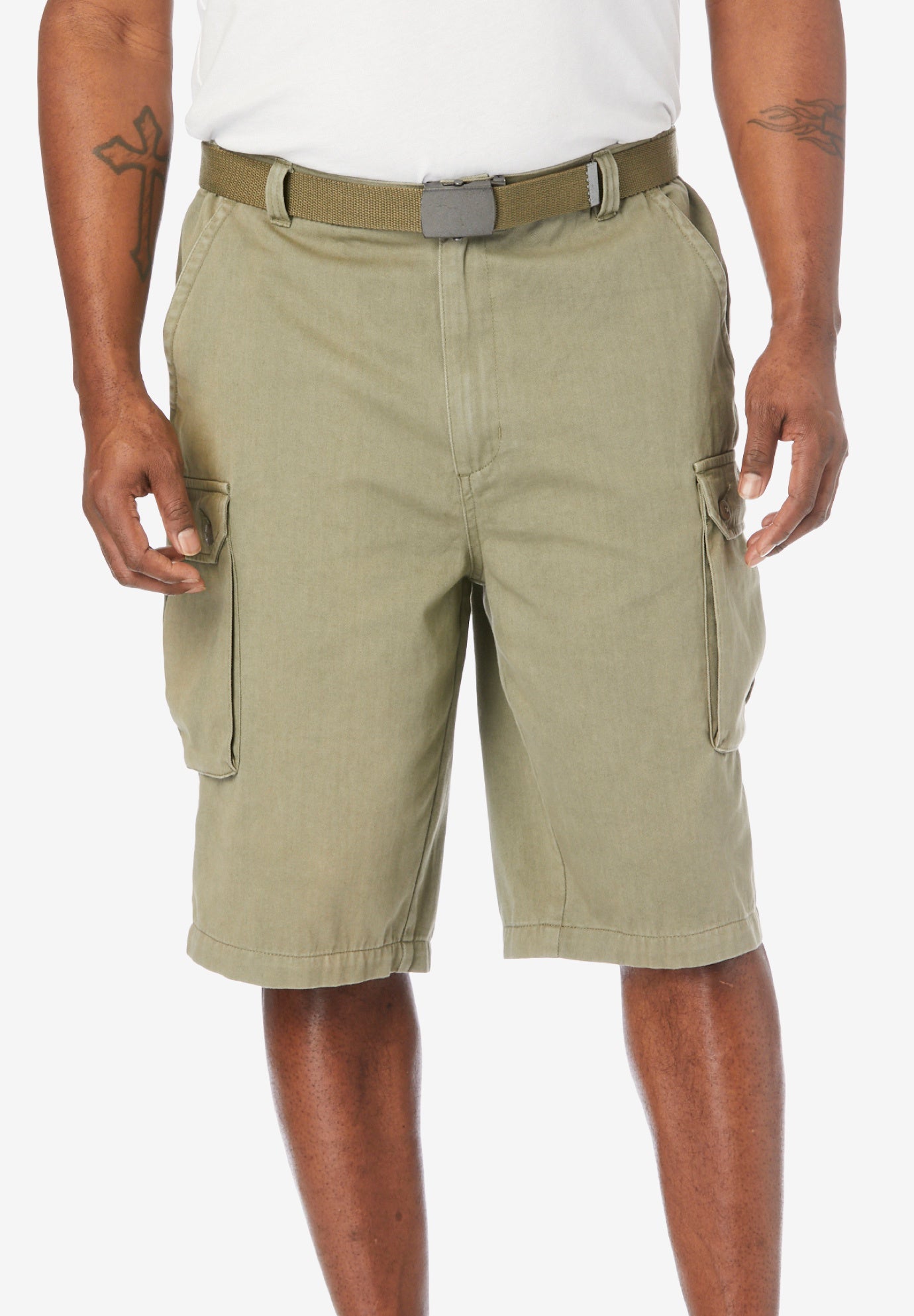 12" Side Elastic Cargo Short with Twill Belt image number 0