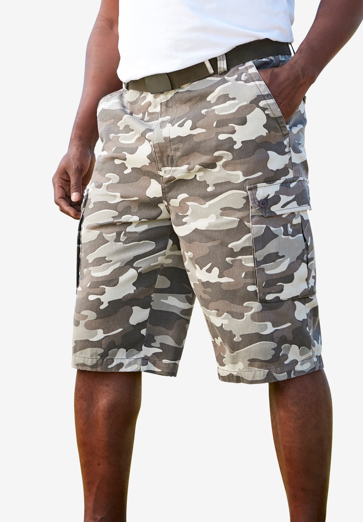 12" Side Elastic Cargo Short with Twill Belt image number 0