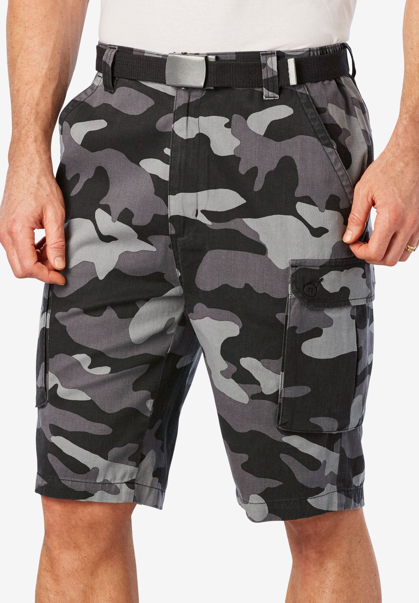 12" Side Elastic Cargo Short with Twill Belt image number 0