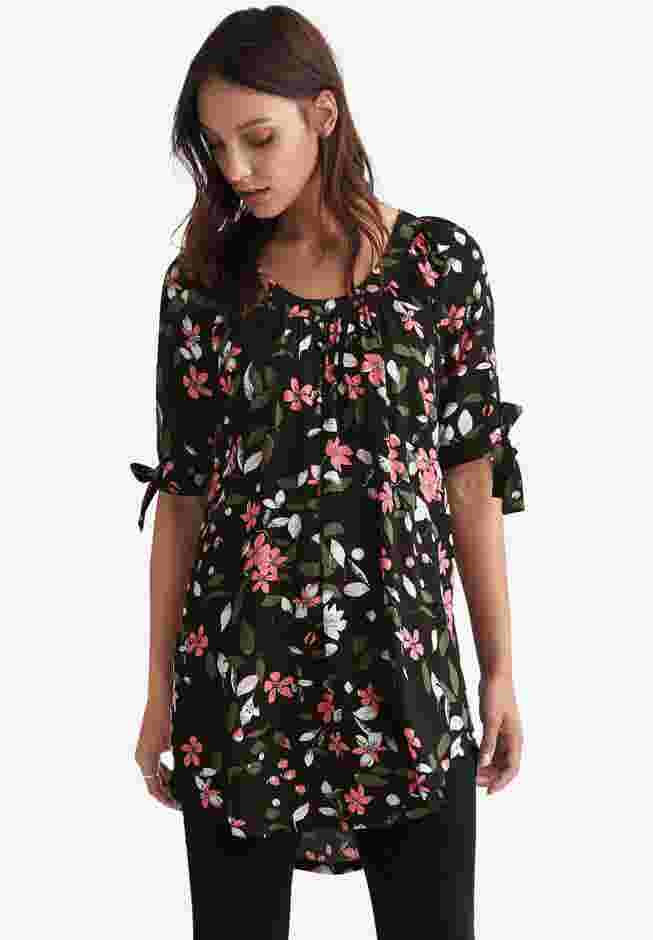 Tie-Sleeve Scoop Neck Tunic image number 0