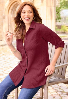 Collared Cable Buttonfront Tunic