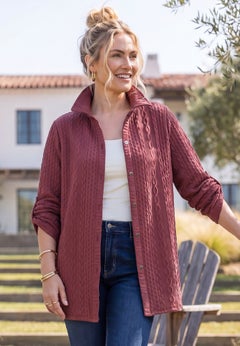 Collared Cable Buttonfront Tunic