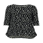 Stretch Jersey Knit Scoop Neck Three-Quarter Sleeve Curved Hem A-Line Tunic image number 1