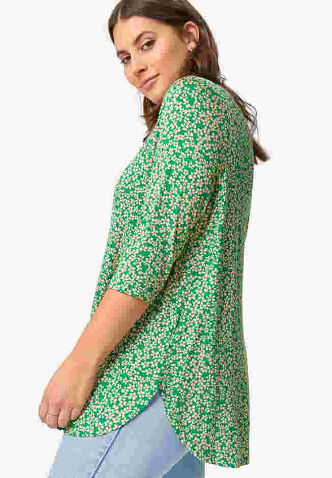 Three-Quarter Sleeve Curved Hem Tunic image number 0