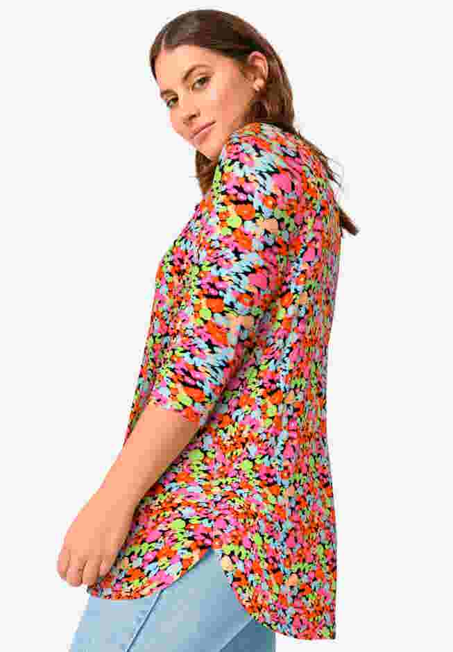 Three-Quarter Sleeve Curved Hem Tunic image number 0