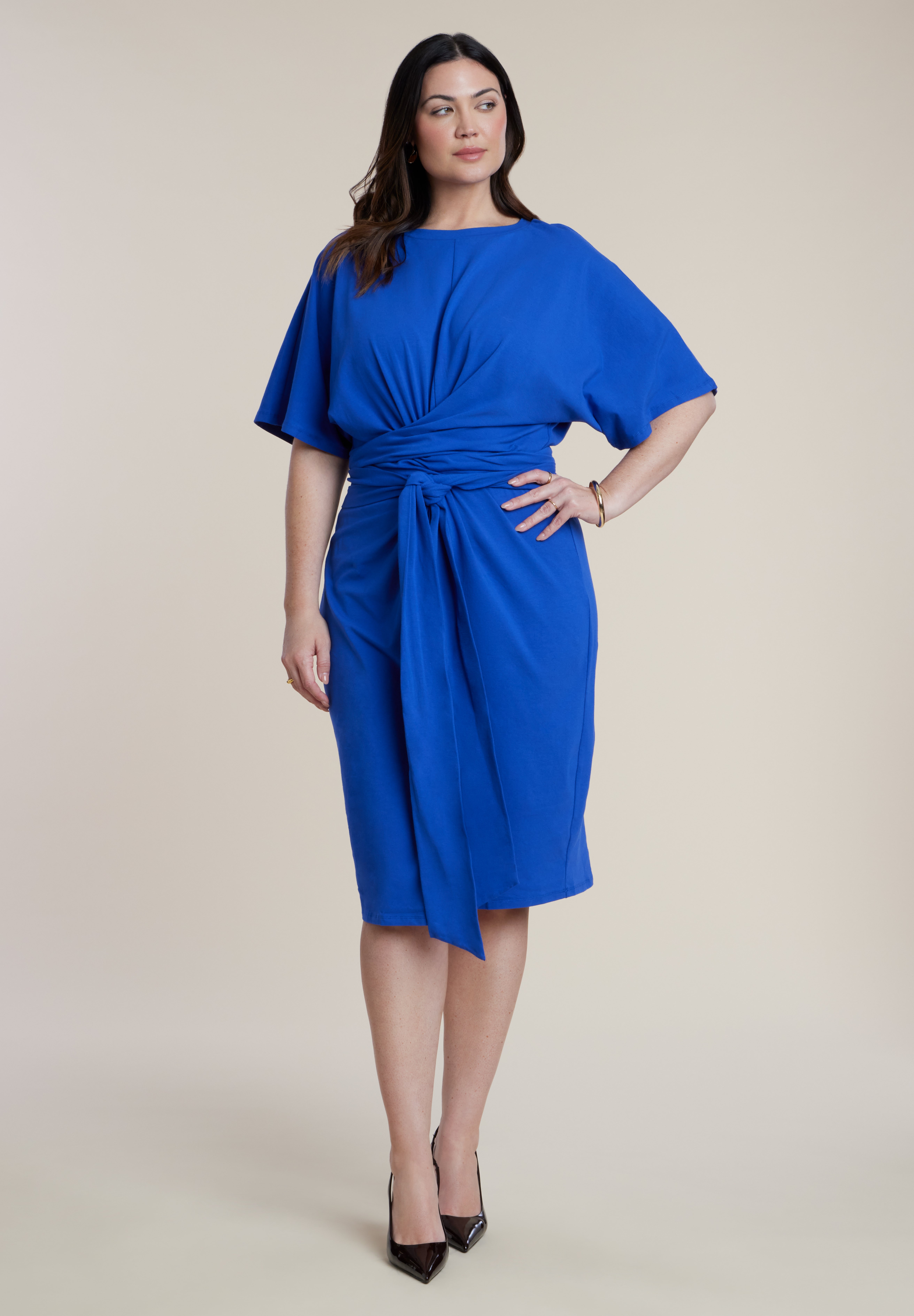 Cross Front Flutter Sleeve Dress image number 1