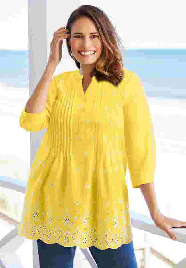 Embroidered Pintuck Tunic image number 3