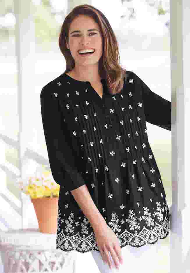 Embroidered Pintuck Tunic image number 4