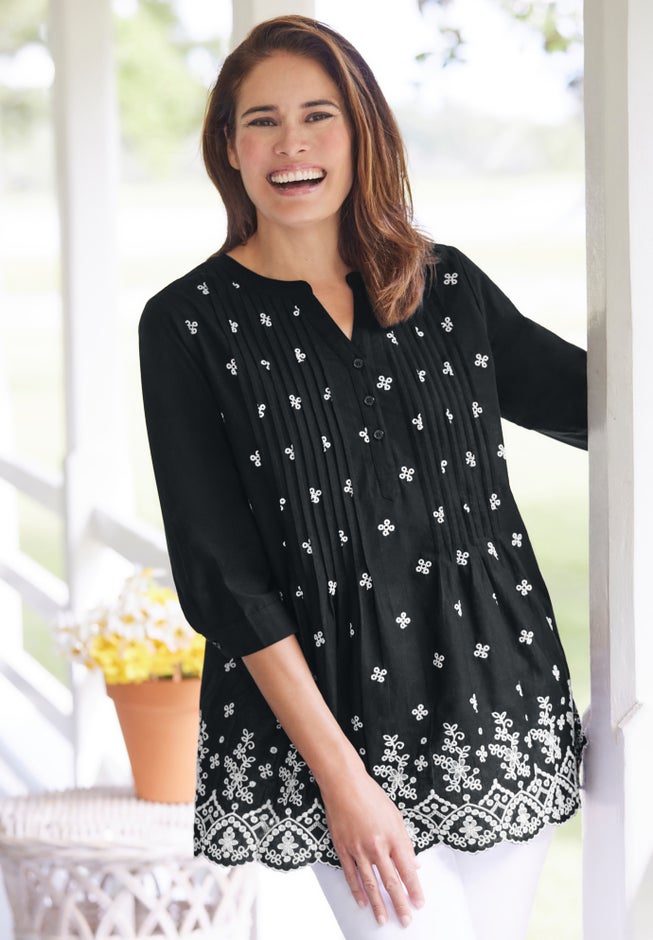 Embroidered Pintuck Tunic image number 4