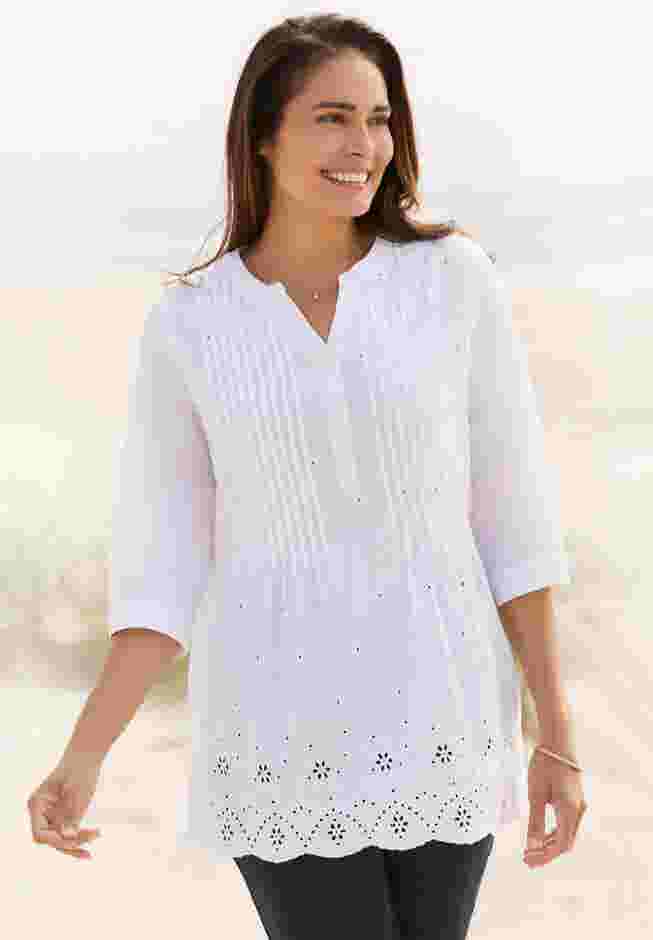 Embroidered Pintuck Tunic image number 5