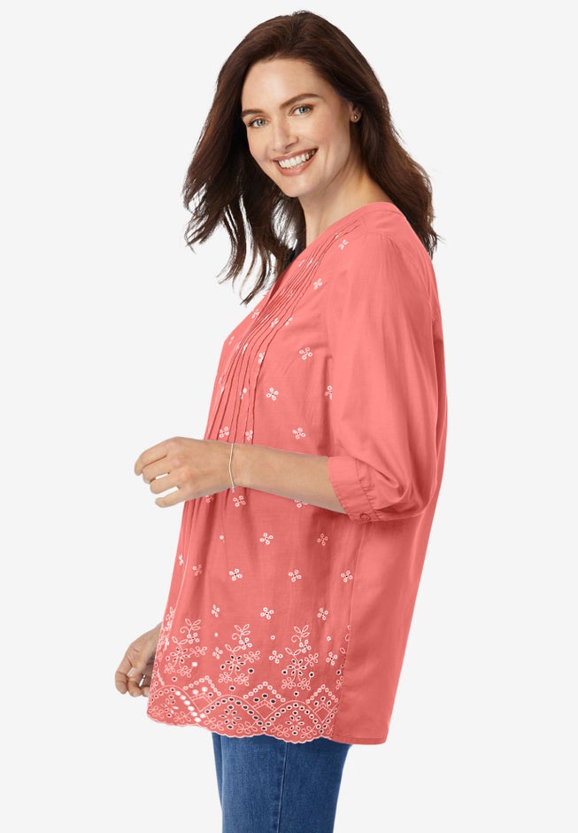 Embroidered Pintuck Tunic image number 2