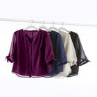 Swiss Dot Tie Sleeve Blouse image number null