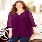 Swiss Dot Tie Sleeve Blouse image number 0