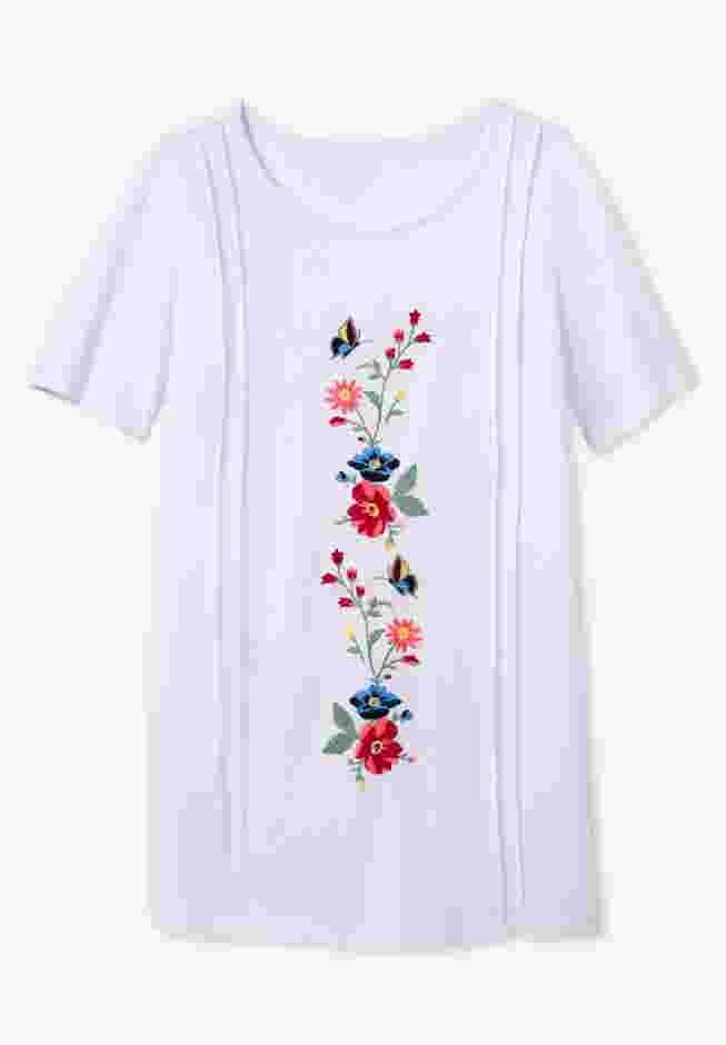 Short-Sleeve Scoopneck Embroidered Tunic image number 4