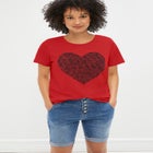 100% Cotton Jersey Slub Scoopneck Short Sleeve Graphic Tee image number null